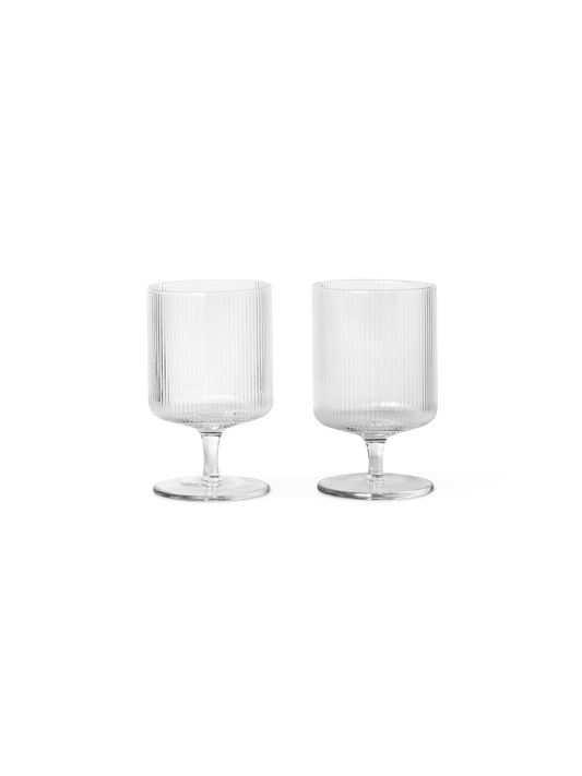 Ferm Living Ripple Wine Glasses (Set of 2) Clear