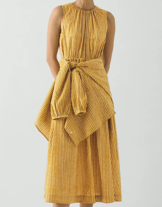 Toast Martha Natural Dye Stripe Cotton Dress Turmeric