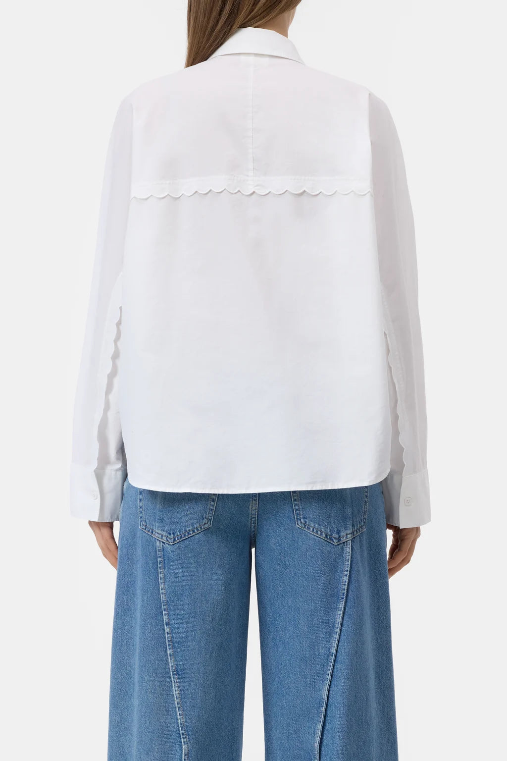Closed Poplin Blouse With Embroideries White