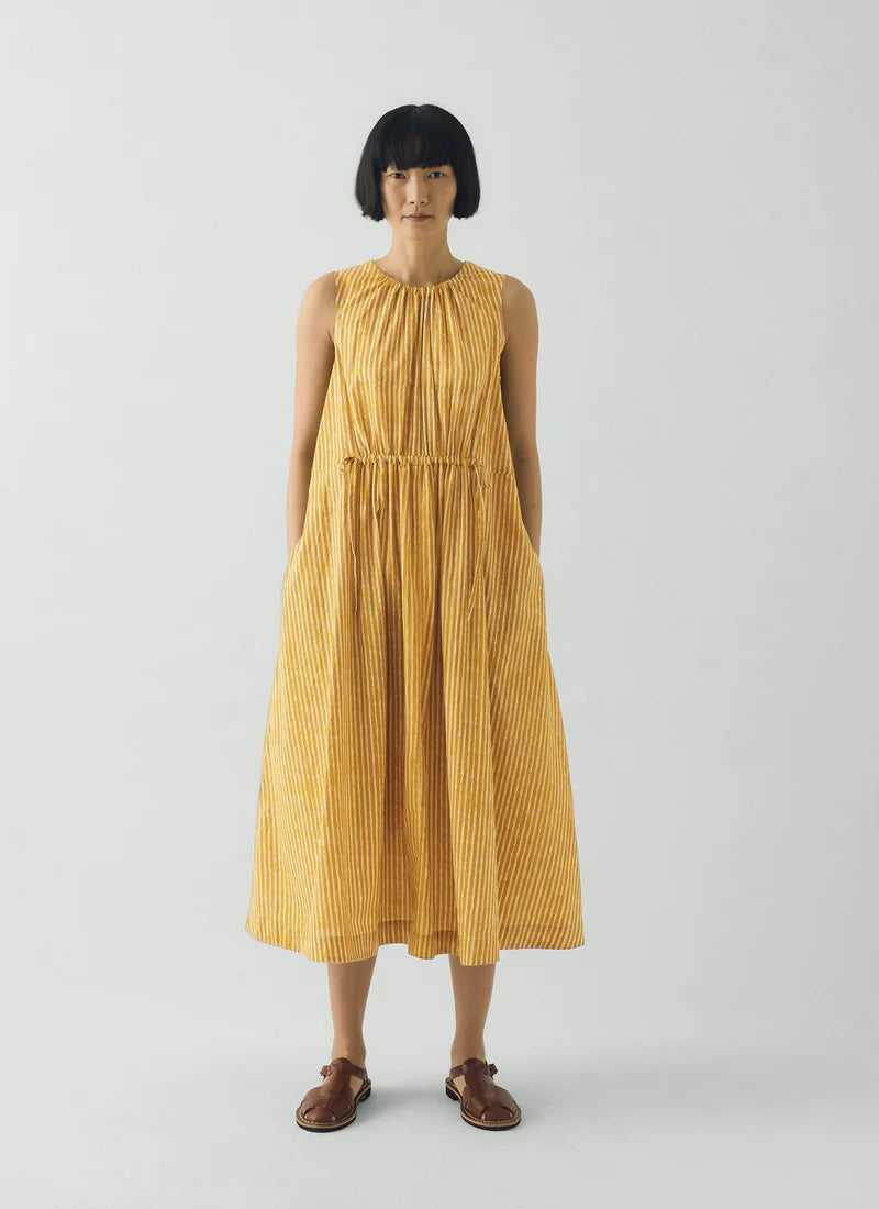 Toast Martha Natural Dye Stripe Cotton Dress Turmeric