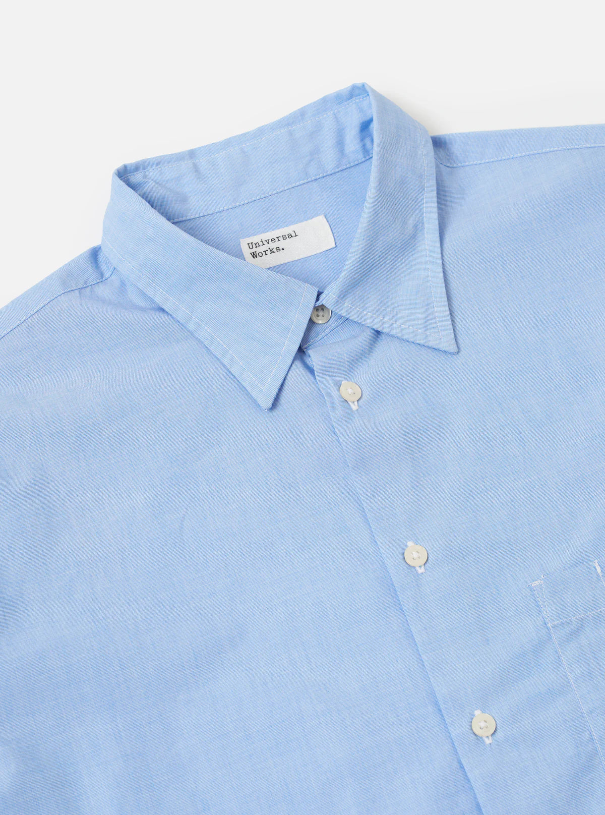 Universal Works Fil A Fil Square Pocket Shirt Sky