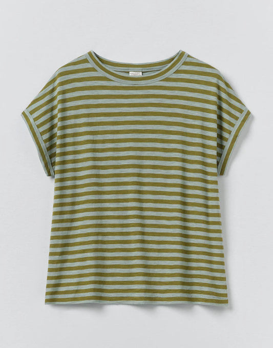 Toast Alda Stripe Cotton Easy Tee Juniper Berry