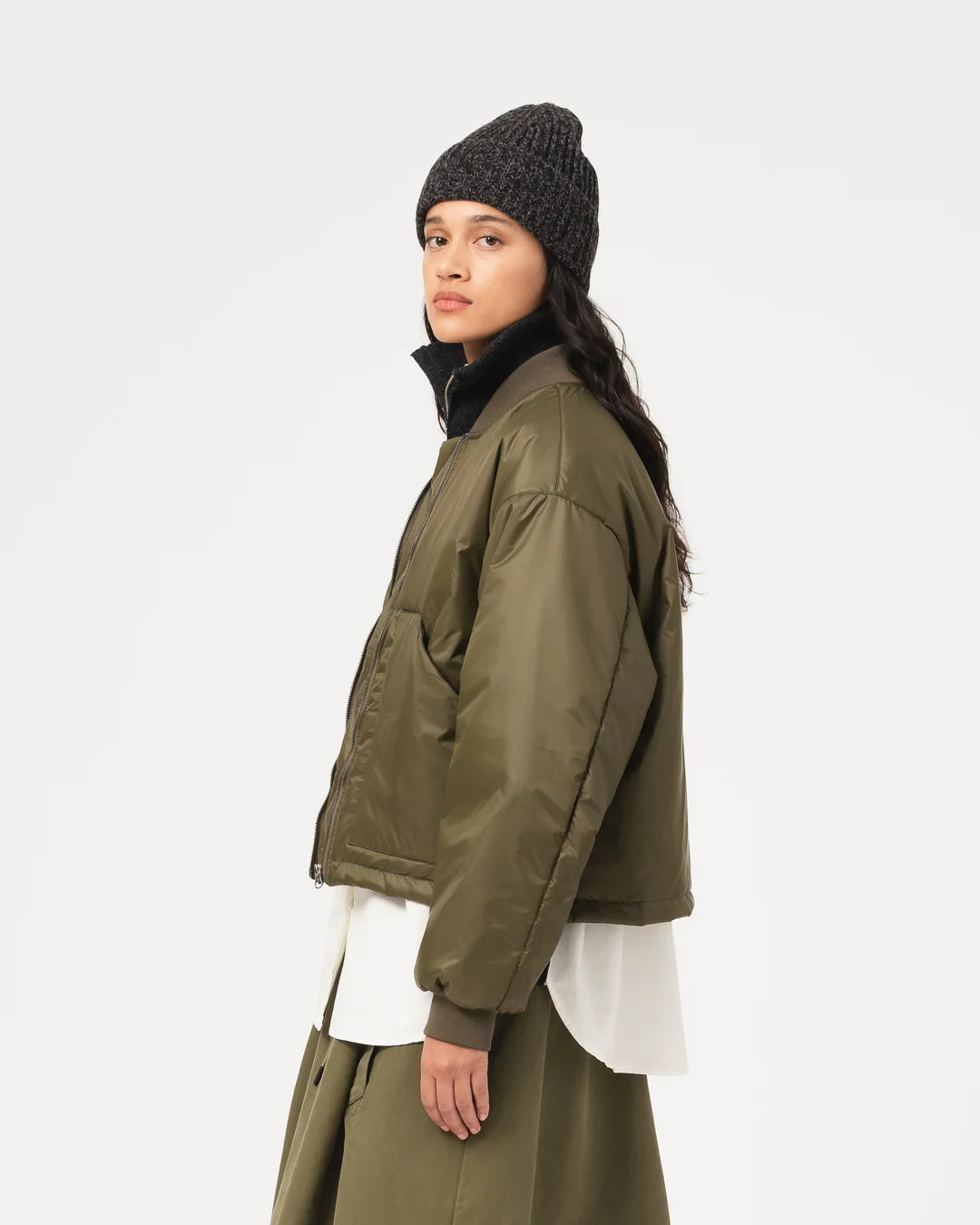 Girls Of Dust B52 Bomber Jacket Fury Nylon Avocado
