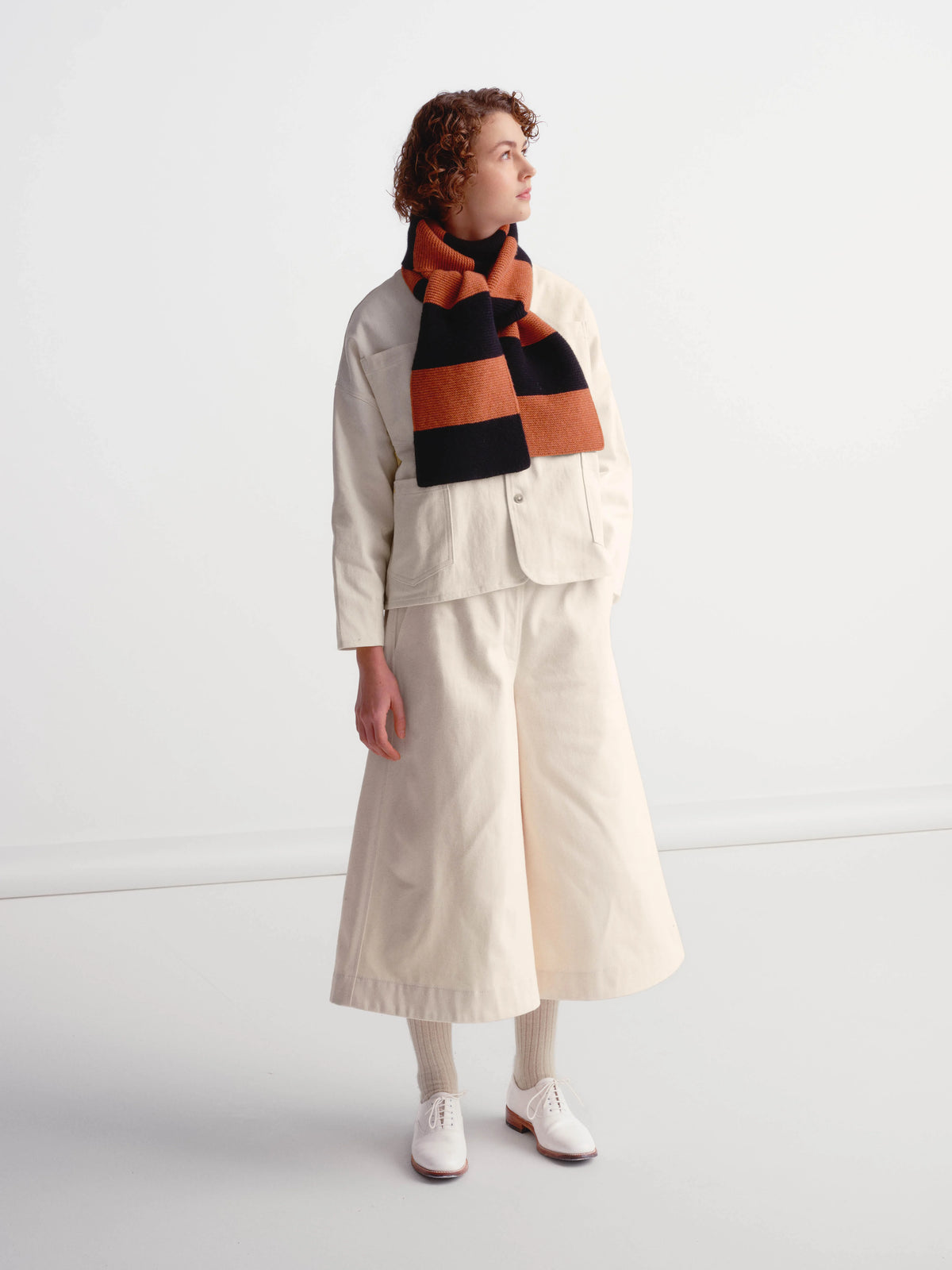 Jo Gordon Broad Stripe Garter Stitch Scarf Black&Iron Oxide