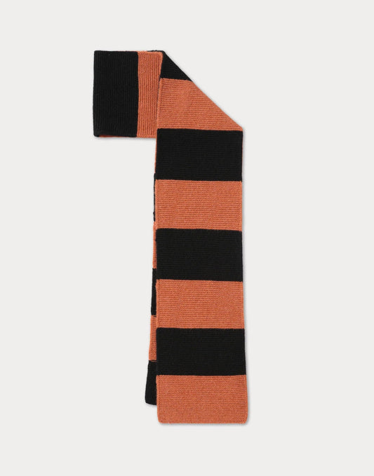 Jo Gordon Broad Stripe Garter Stitch Scarf Black&Iron Oxide