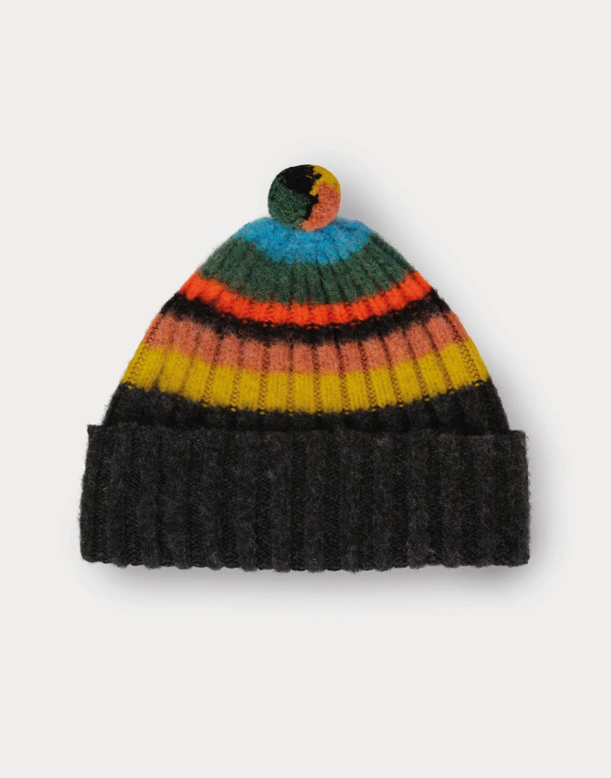 Jo Gordon Brushed Multicolor Pompom Hat Black