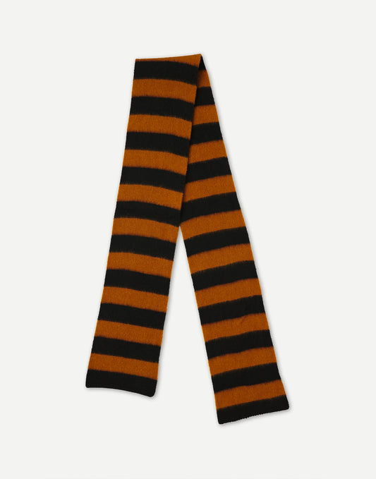 Jo Gordon Brushed Stripe Scarf Black&Cumin