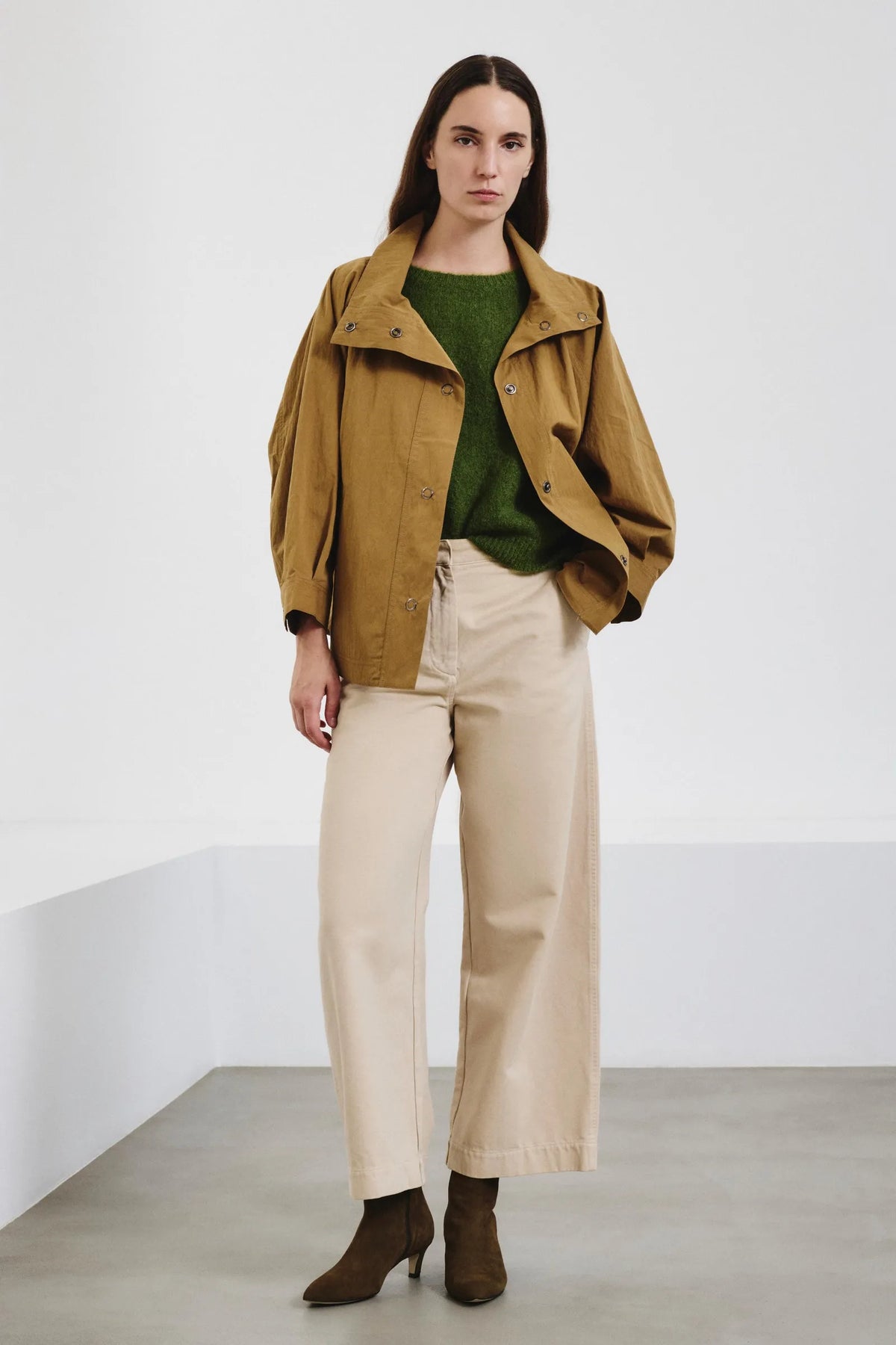 Pomandere Barrel-leg Brushed Cotton Drill Trousers Ivory