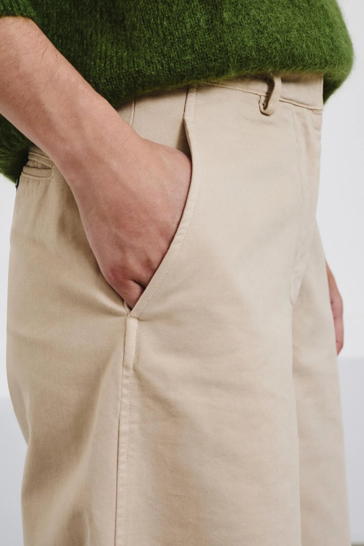 Pomandere Barrel-leg Brushed Cotton Drill Trousers Ivory