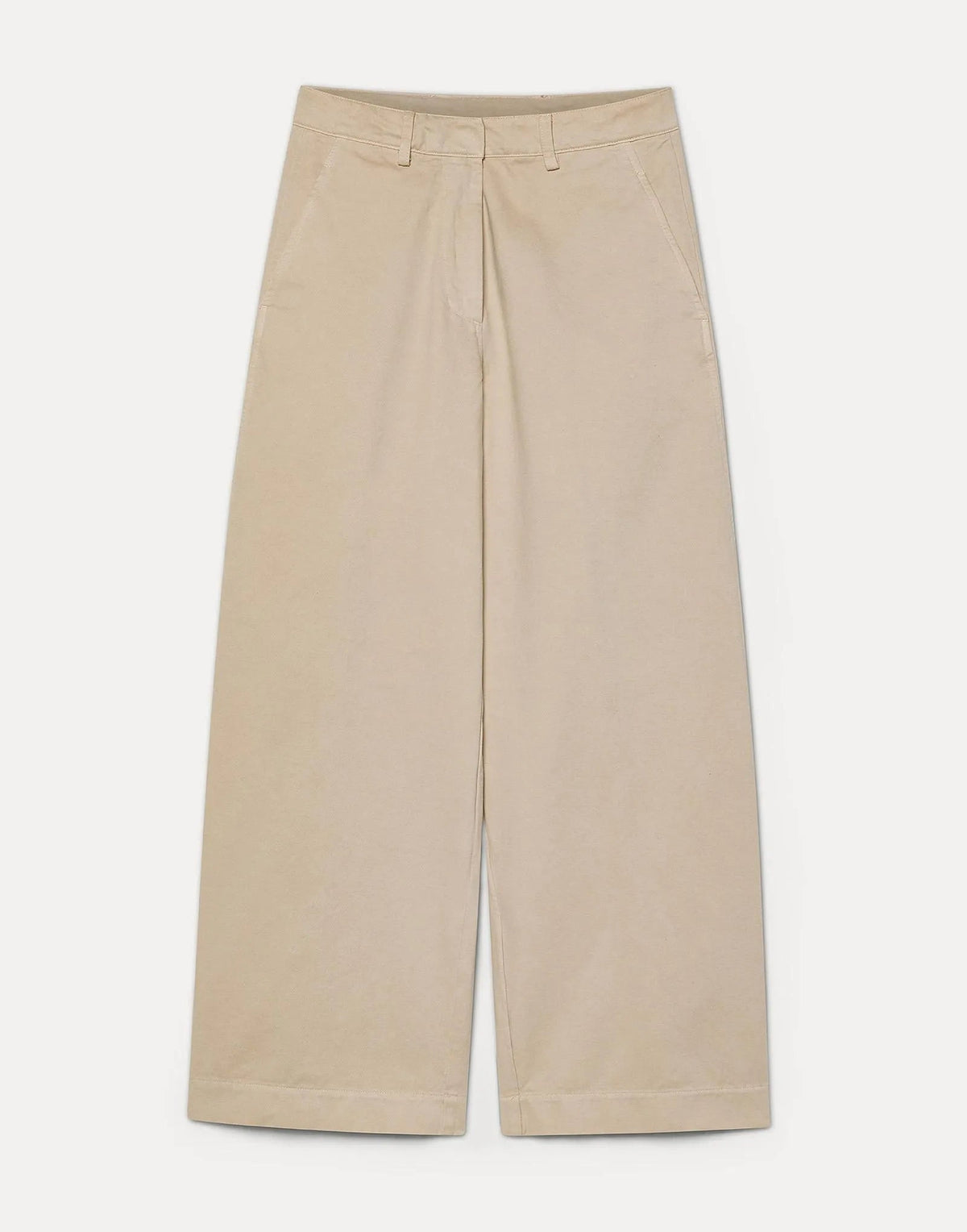 Pomandere Barrel-leg Brushed Cotton Drill Trousers Ivory