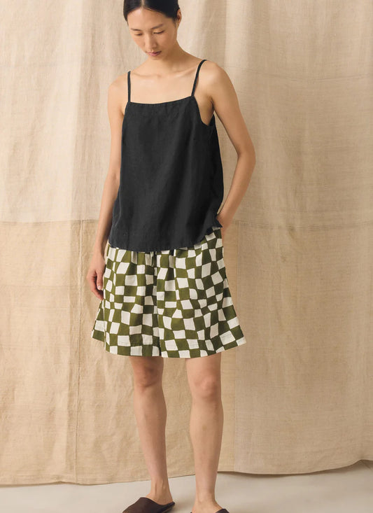 Toast Block Print Warp Check Shorts Olive
