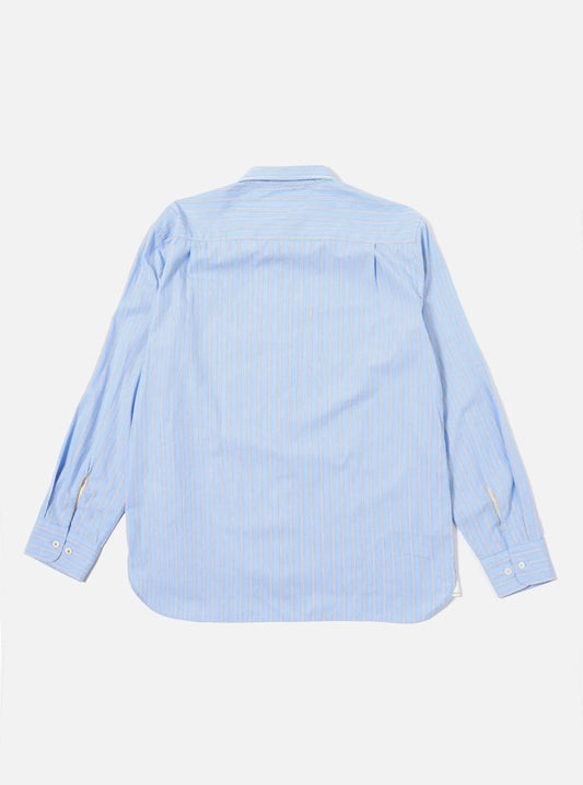 Universal Works Mc Stripe Square Pocket Shirt Blue