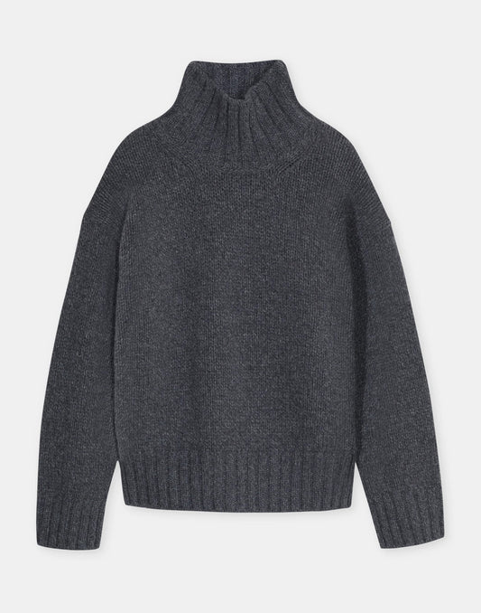 Closed Pure Wool Roll Neck Pullover Dark Grey Melange