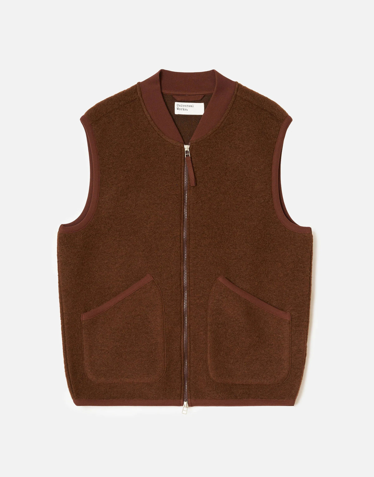 Universal Works Cacao Wool Fleece Zip Waistcoat
