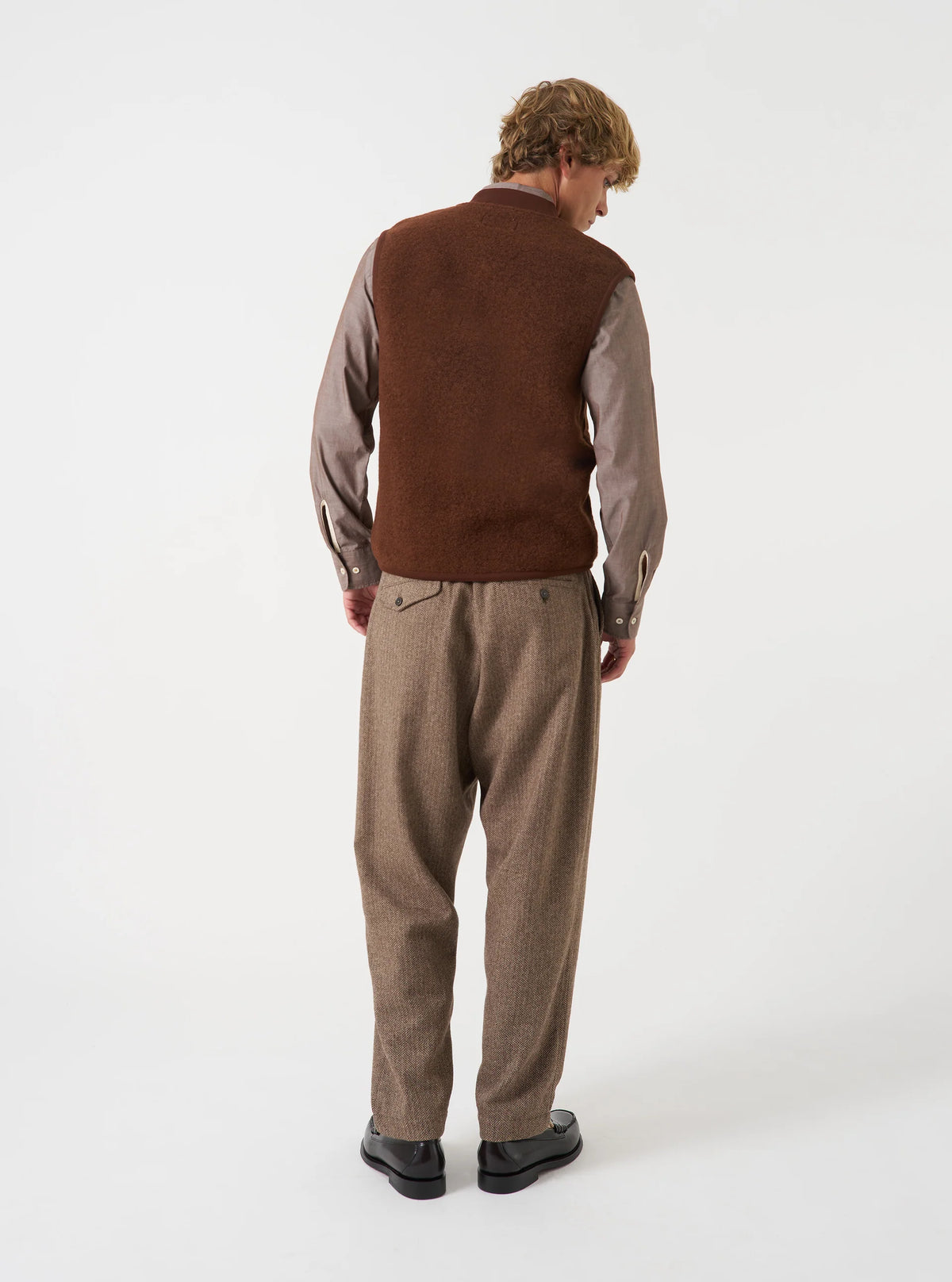 Universal Works Cacao Wool Fleece Zip Waistcoat
