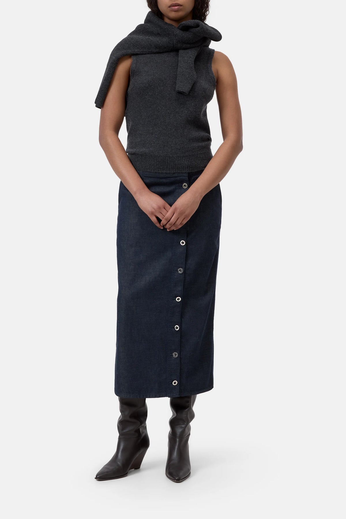 Closed Cashmere Top Black Melange