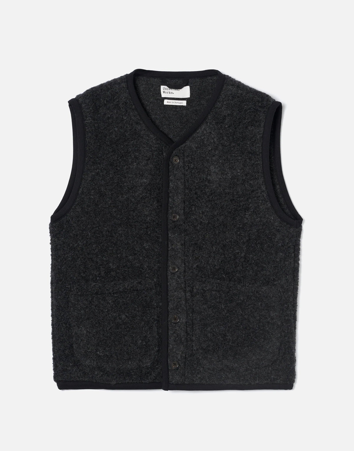 Universal Works Charcoal Bouclet Fleece Lancaster Gilet