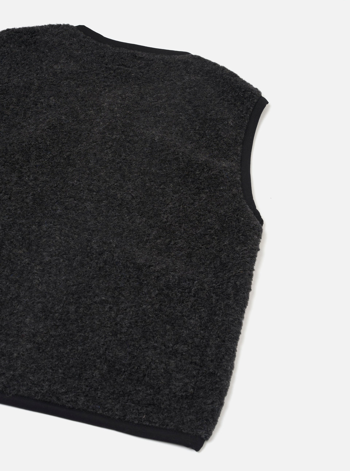 Universal Works Charcoal Bouclet Fleece Lancaster Gilet