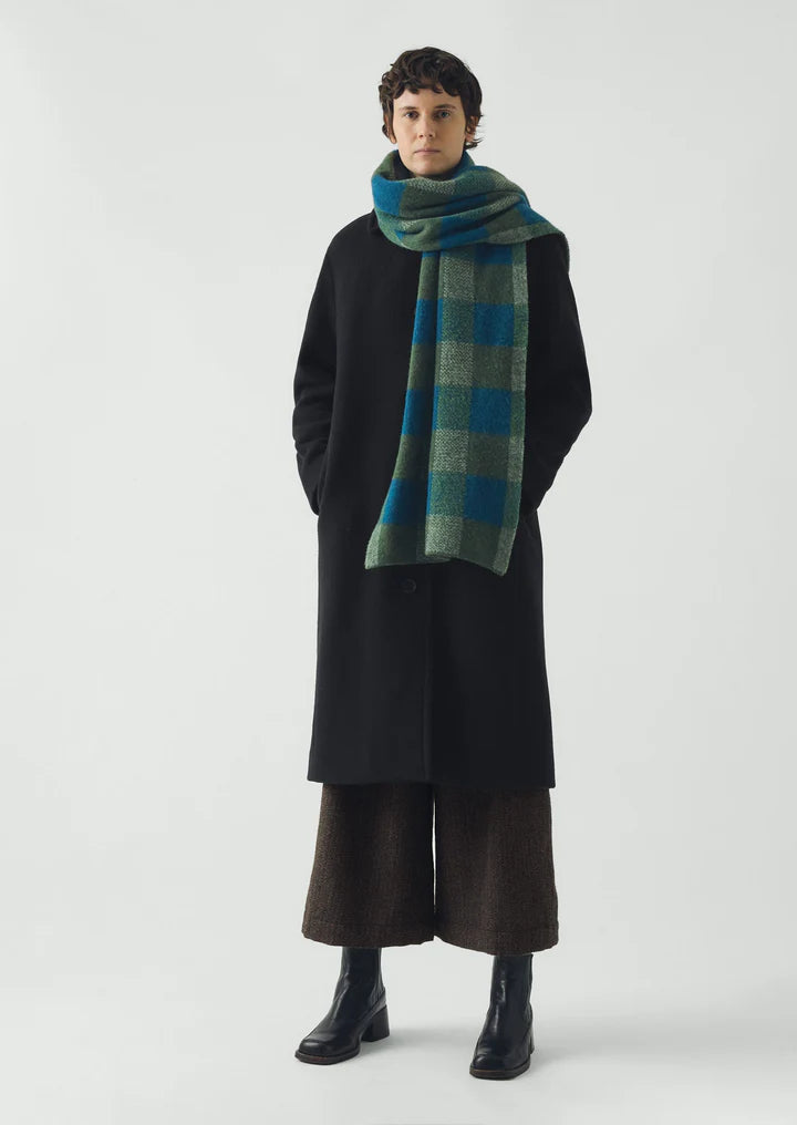 Toast Check Brushed Wool Scarf Green Multi