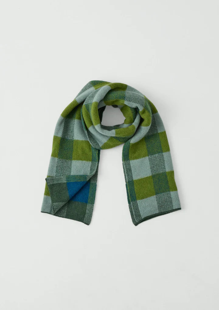Toast Check Brushed Wool Scarf Green Multi