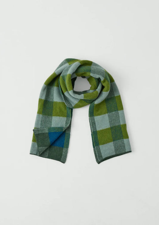 Toast Check Brushed Wool Scarf Green Multi