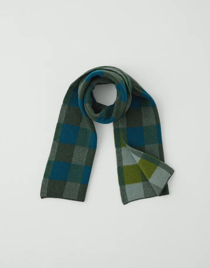 Toast Check Brushed Wool Scarf Green Multi