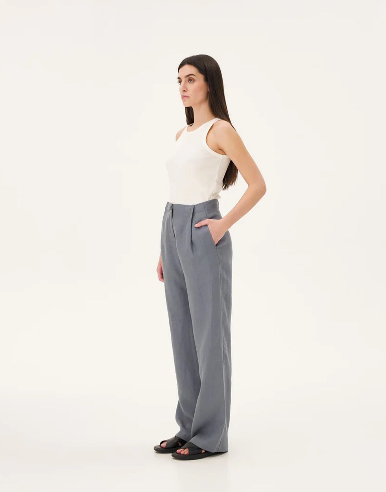 Noyoco Coco Foggy Blue Linen Pants