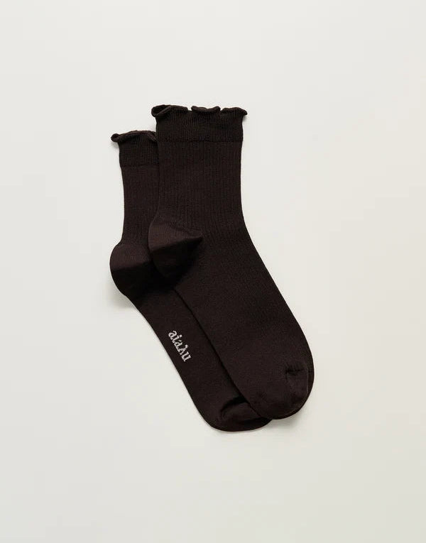 Aiayu Cotton Frill Sock Chocolate