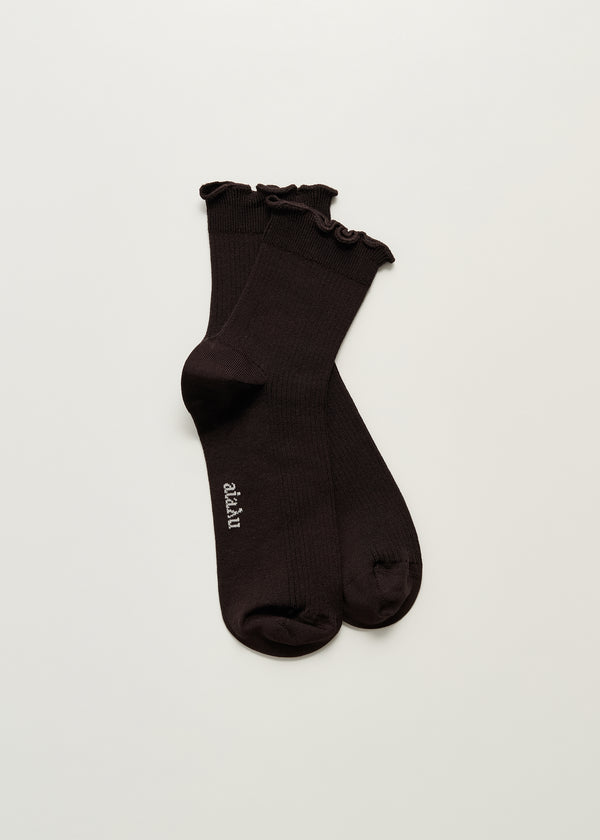 Aiayu Cotton Frill Sock Chocolate