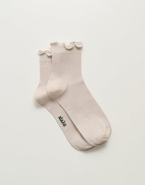Aiayu Cotton Frill Sock Milk
