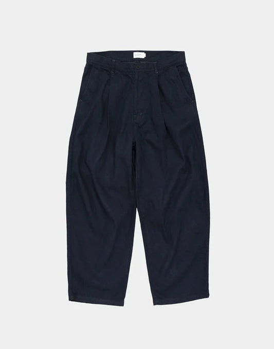 Still By Hand Deep Tucks Pants Dark Navy