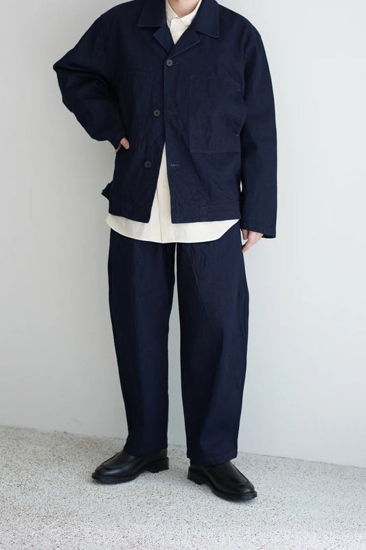 Still By Hand Deep Tucks Pants Dark Navy