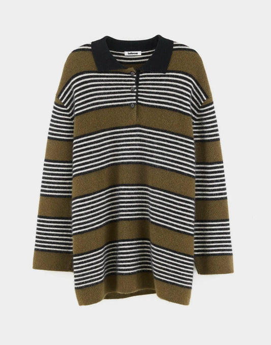 Bellerose Dusor Striped Polo Dress Black/Ebony/Oyster