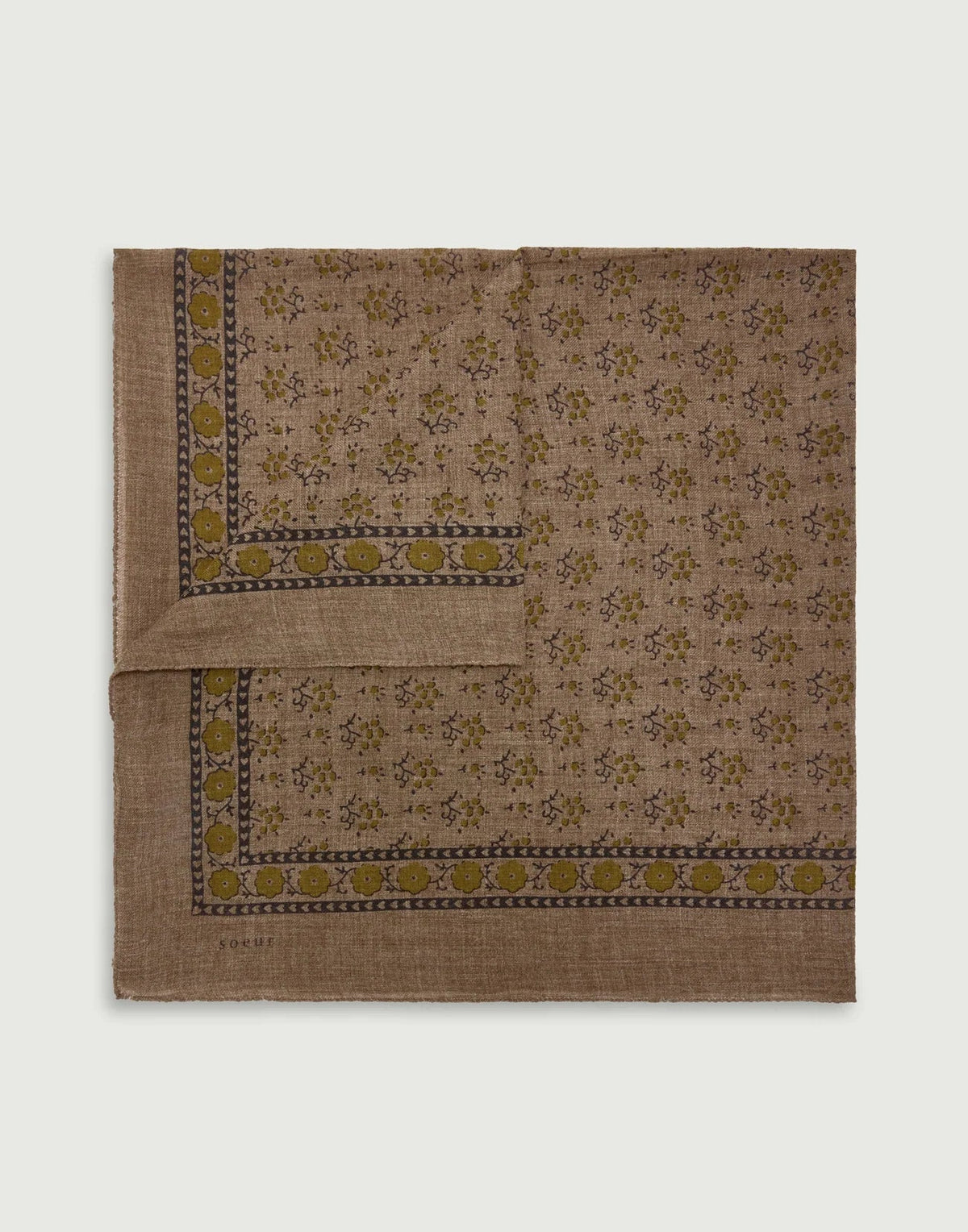 Soeur Classique Printed Scarf Chiné Taupe/Khaki