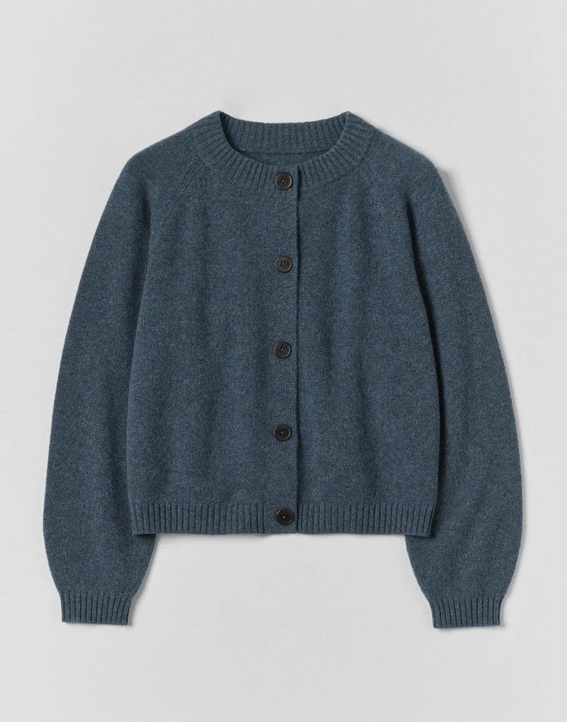 Toast Eden Wool Cashmere Raglan Cardigan Stormy Blue