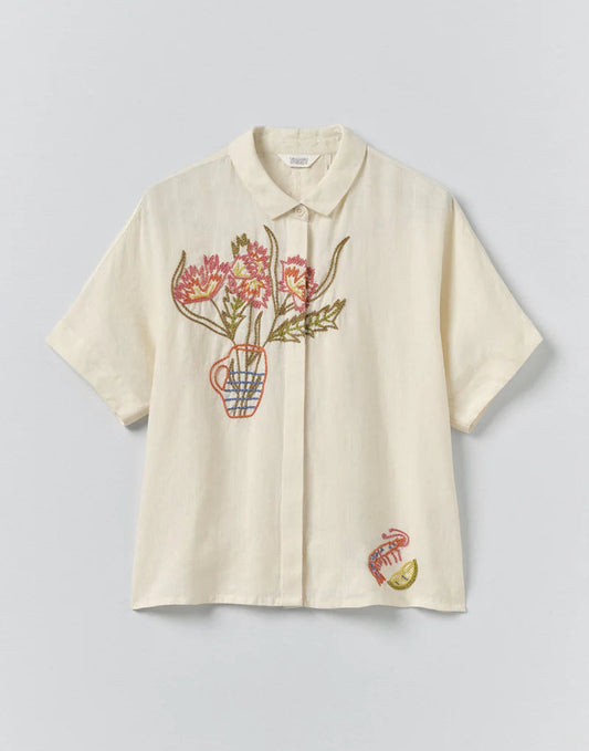 Toast Embroidered Al Fresco Linen Shirt Lemon