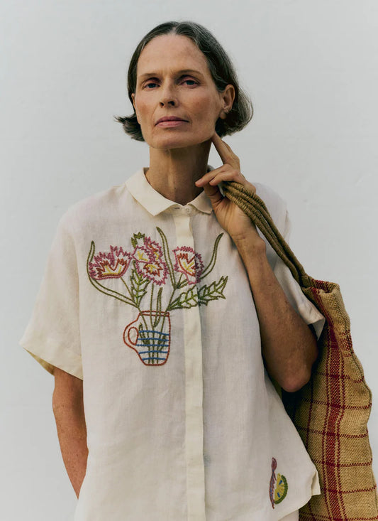Toast Embroidered Al Fresco Linen Shirt Lemon
