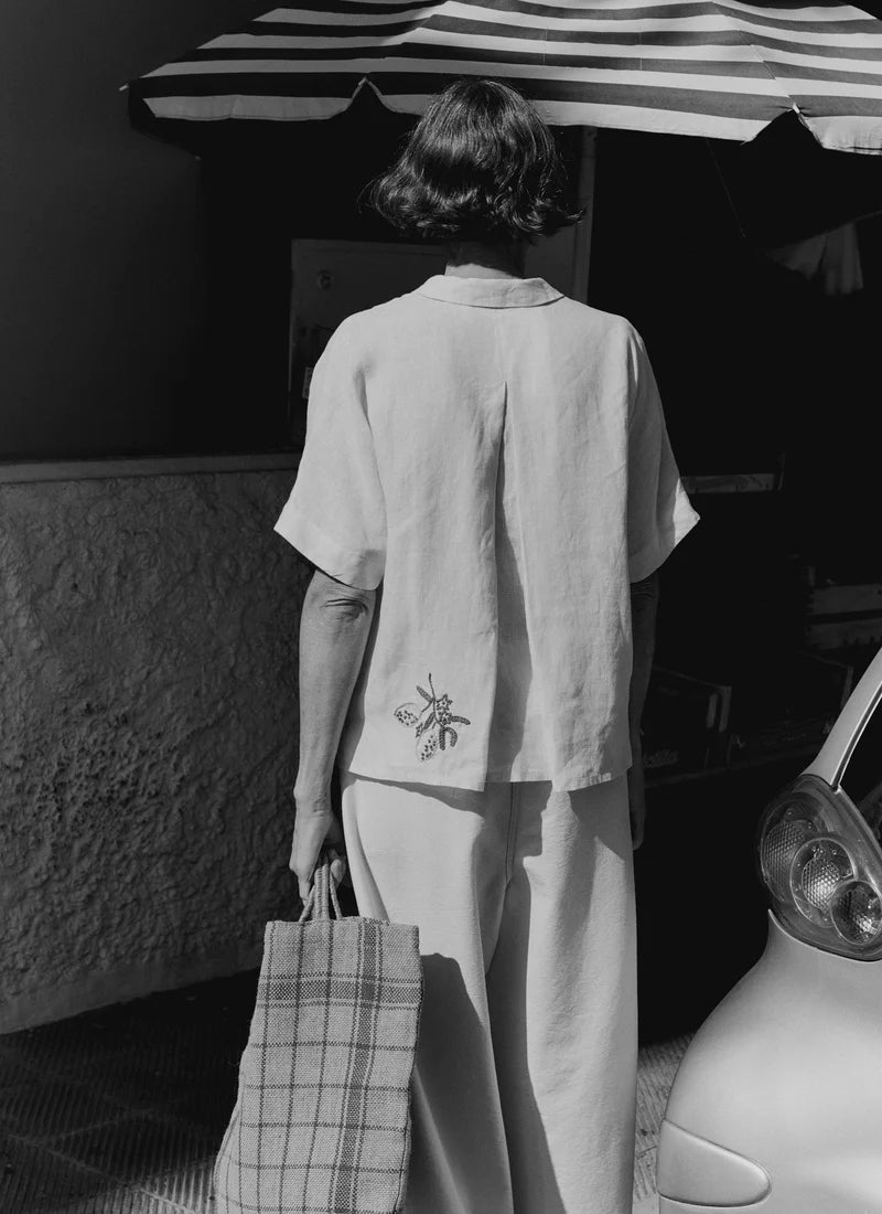 Toast Embroidered Al Fresco Linen Shirt Lemon