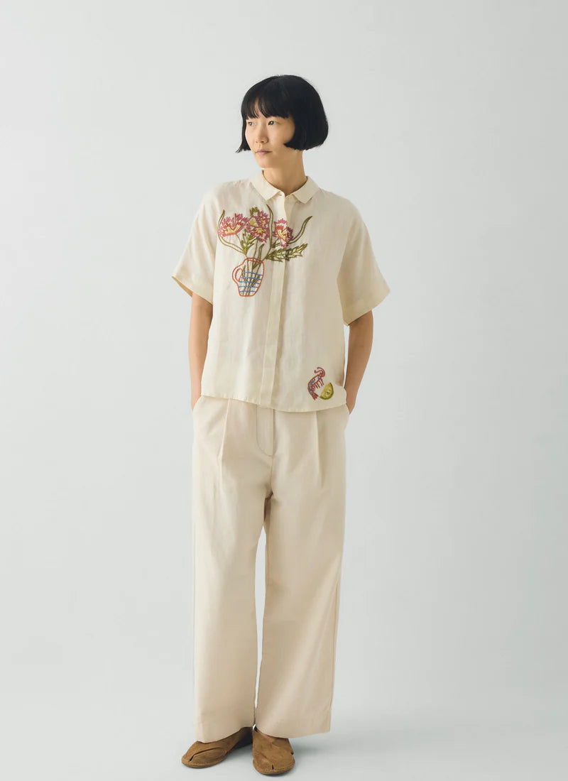 Toast Embroidered Al Fresco Linen Shirt Lemon