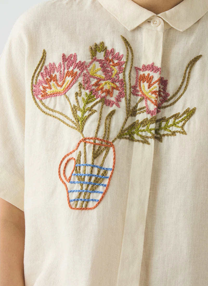 Toast Embroidered Al Fresco Linen Shirt Lemon