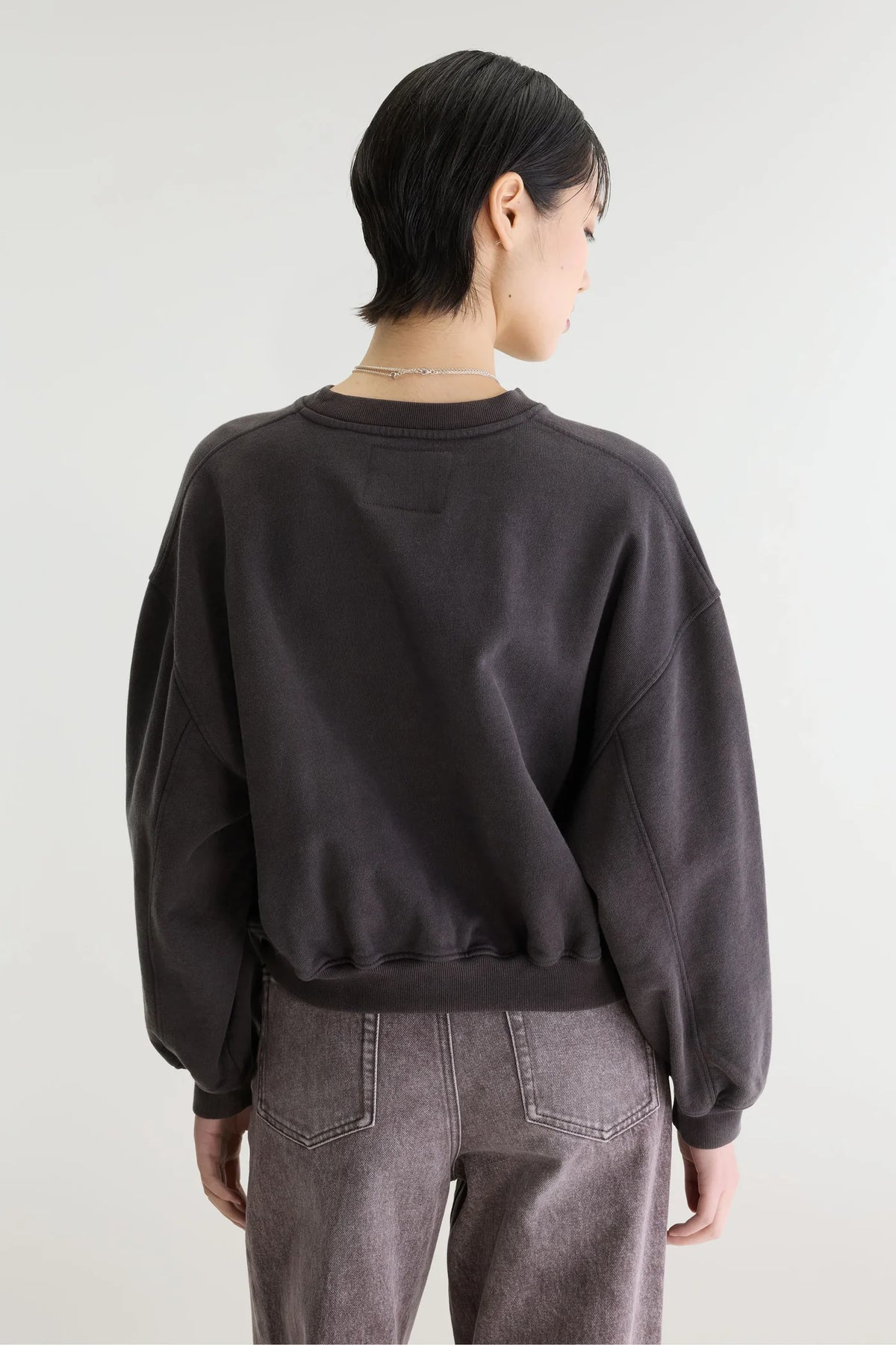 Bellerose Fancy Cropped Crewneck Sweatshirt Dark Roast