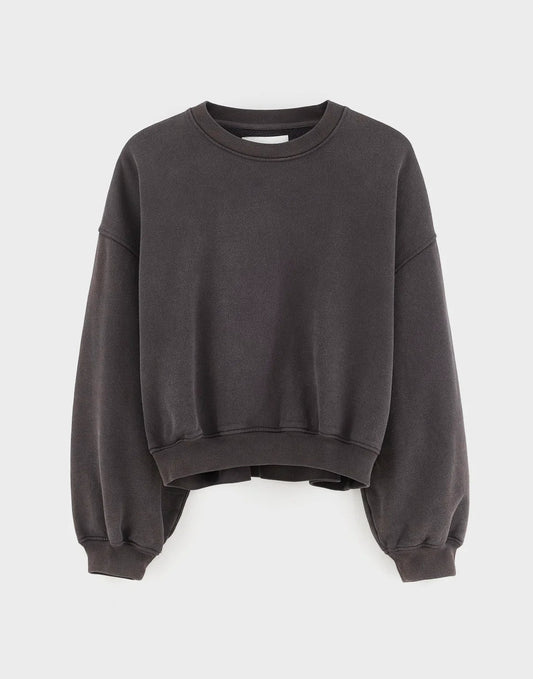 Bellerose Fancy Cropped Crewneck Sweatshirt Dark Roast