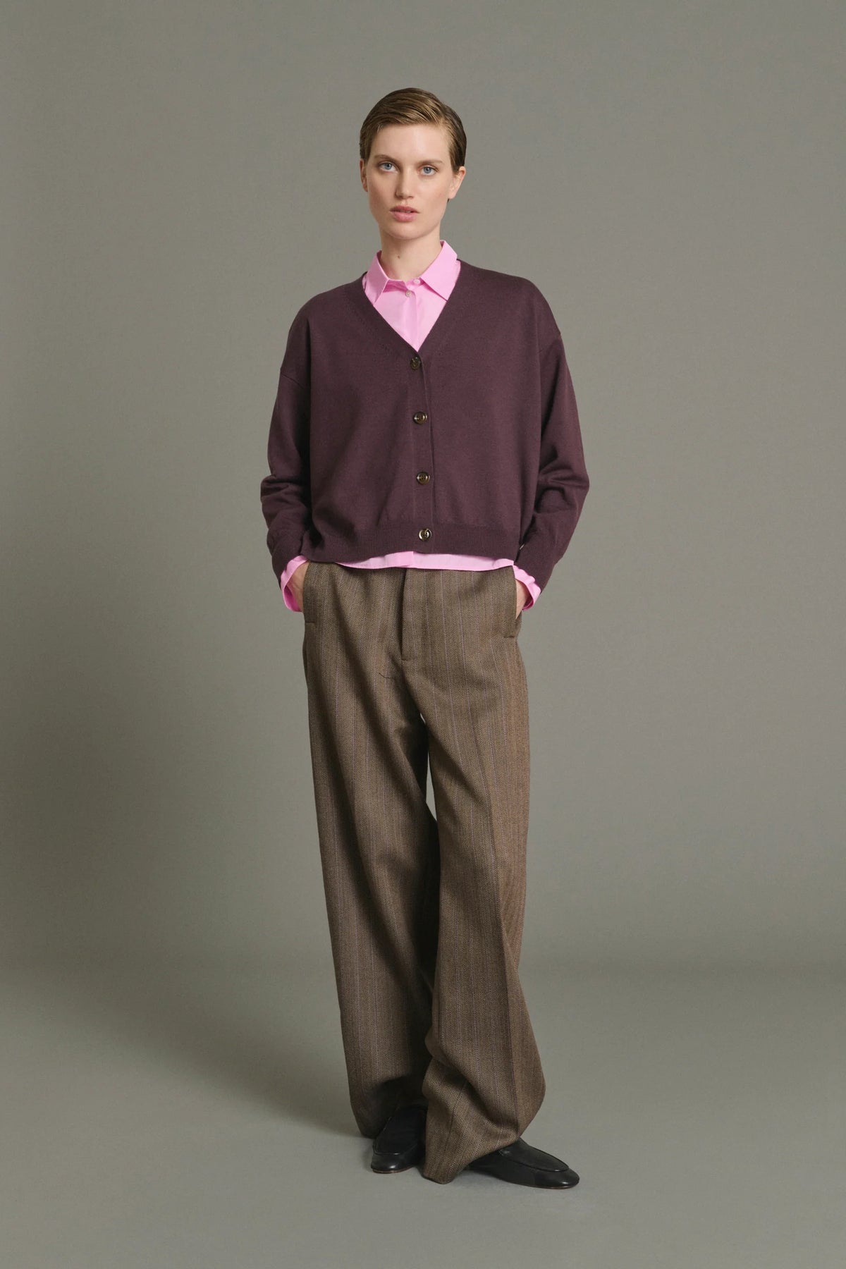 Soeur Idem Merino Wool Cardigan Fig