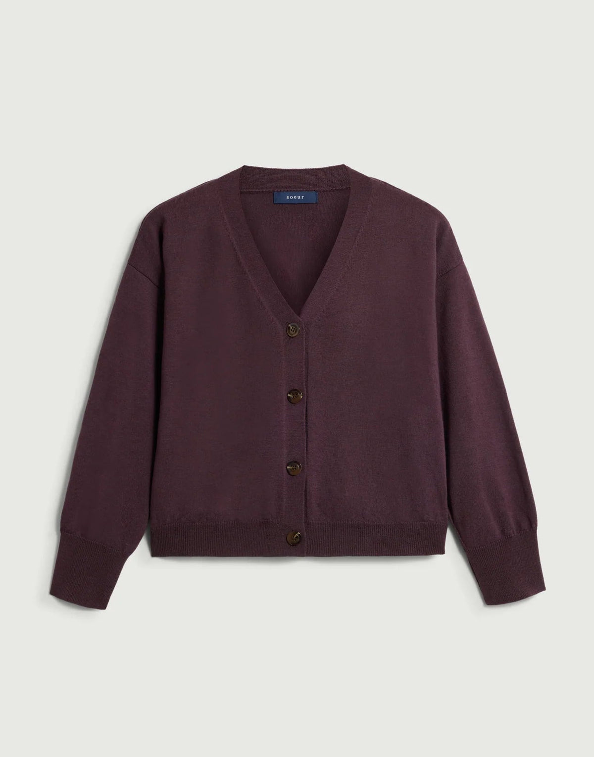 Soeur Idem Merino Wool Cardigan Fig
