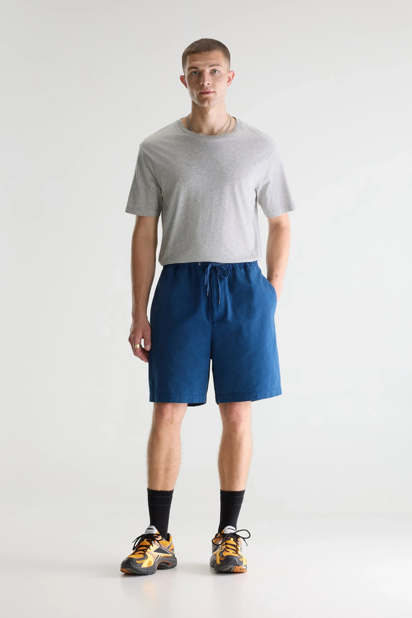 Bellerose Flank Wide Shorts Worker Blue