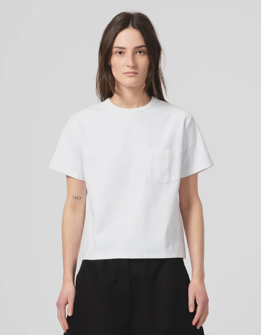 Girls of Dust Pocket T Organic Open End Jersey White