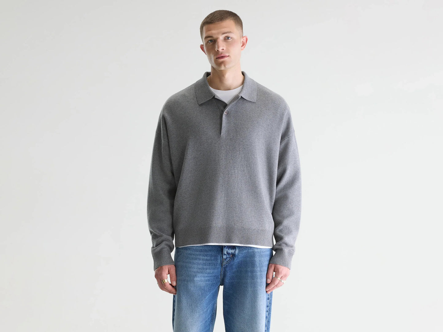 Bellerose Geobo Polo Neck Sweater Mid Grey/Oyster