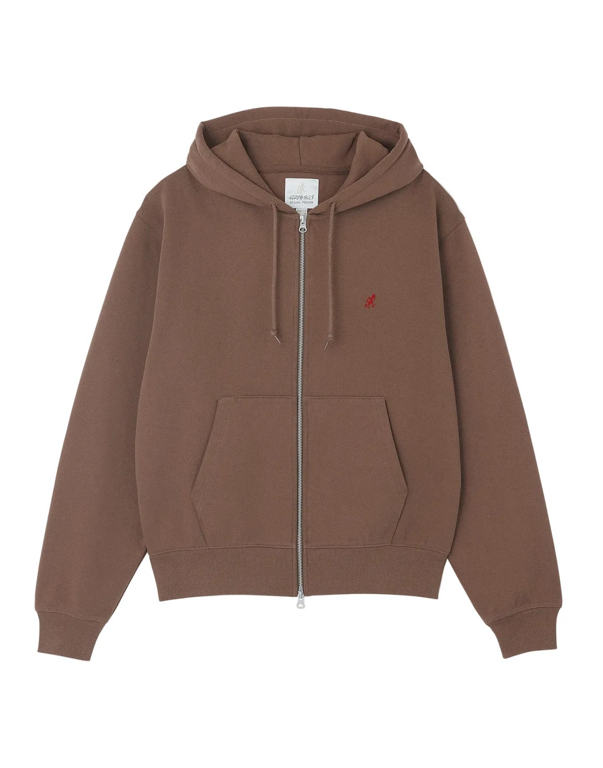 Gramicci One Point Zip Hooded Sweatshirt Brown