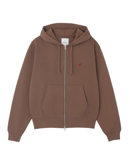 Gramicci One Point Zip Hooded Sweatshirt Brown