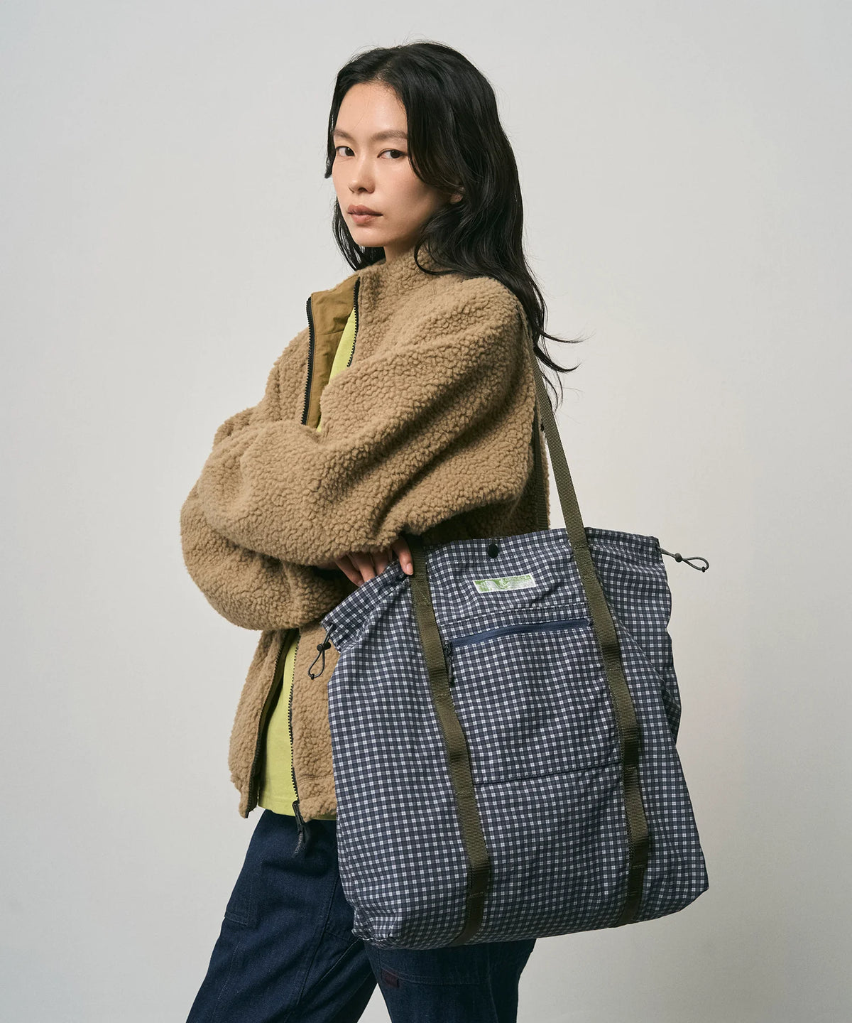 Gramicci Utility Tote Bag Navy Check